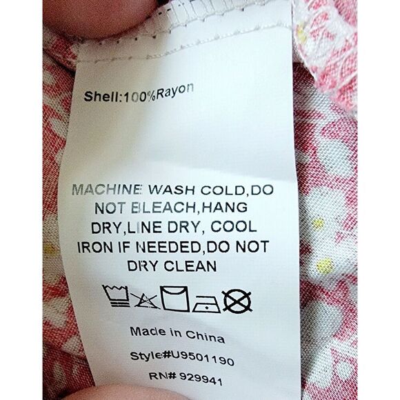 Suzanne Betro 4X Floral 3/4 Flutter Sleeve Blouse‎ Pink White Floral Rayon NWT - Picture 10 of 10